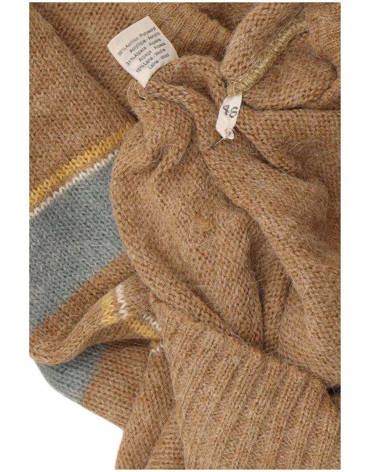 Suéter masculino Portobello com gola redonda IT 48 bloco colorido marrom médio