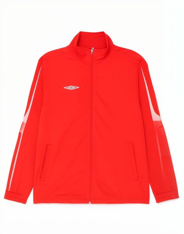 Umbro Mens Tracksuit Top Jacket Medium Red Colourblock Poliéster Esportes