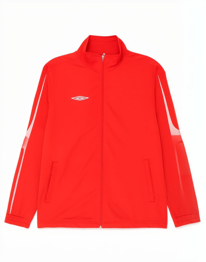 Umbro Mens Tracksuit Top Jacket Medium Red Colourblock Poliéster Esportes