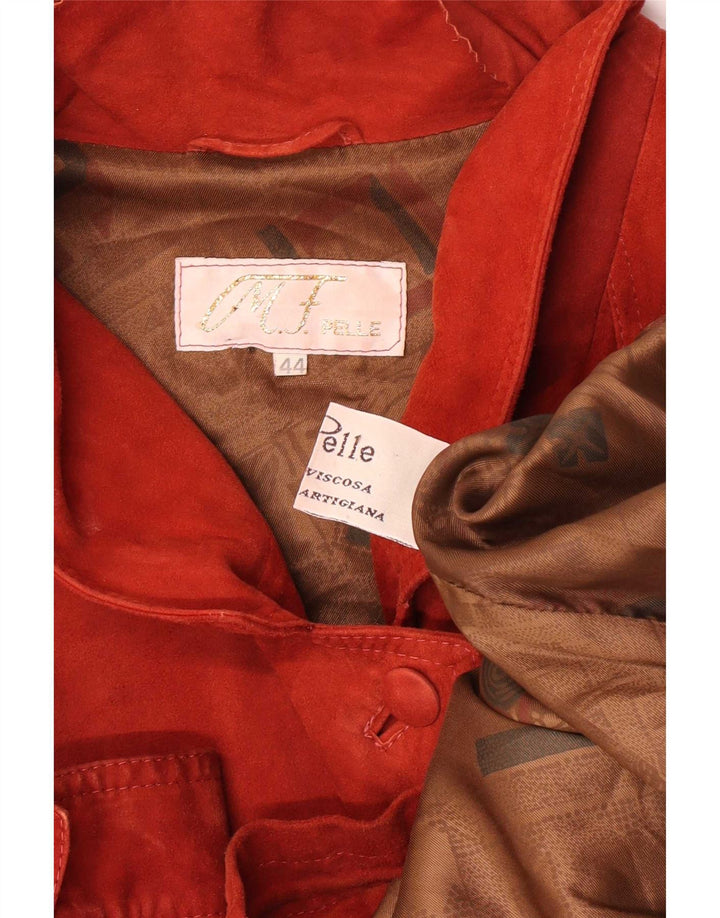 Jaqueta feminina vintage de camurça grande IT 44 couro vermelho médio