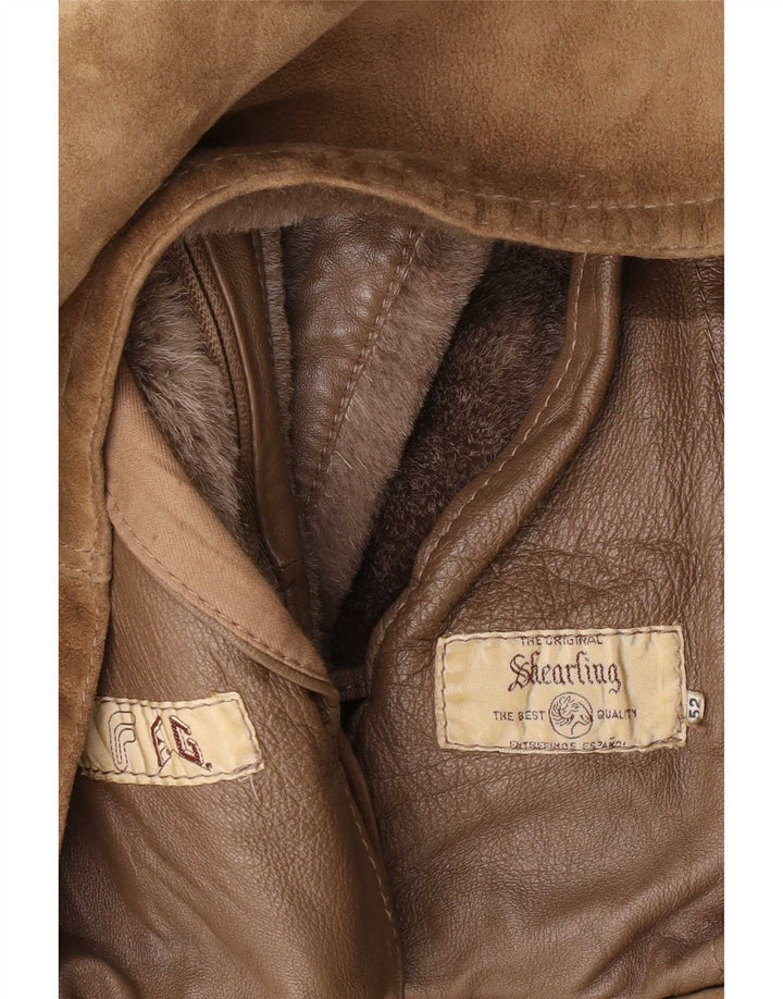 Jaqueta masculina vintage Shearling IT 52 XL bege