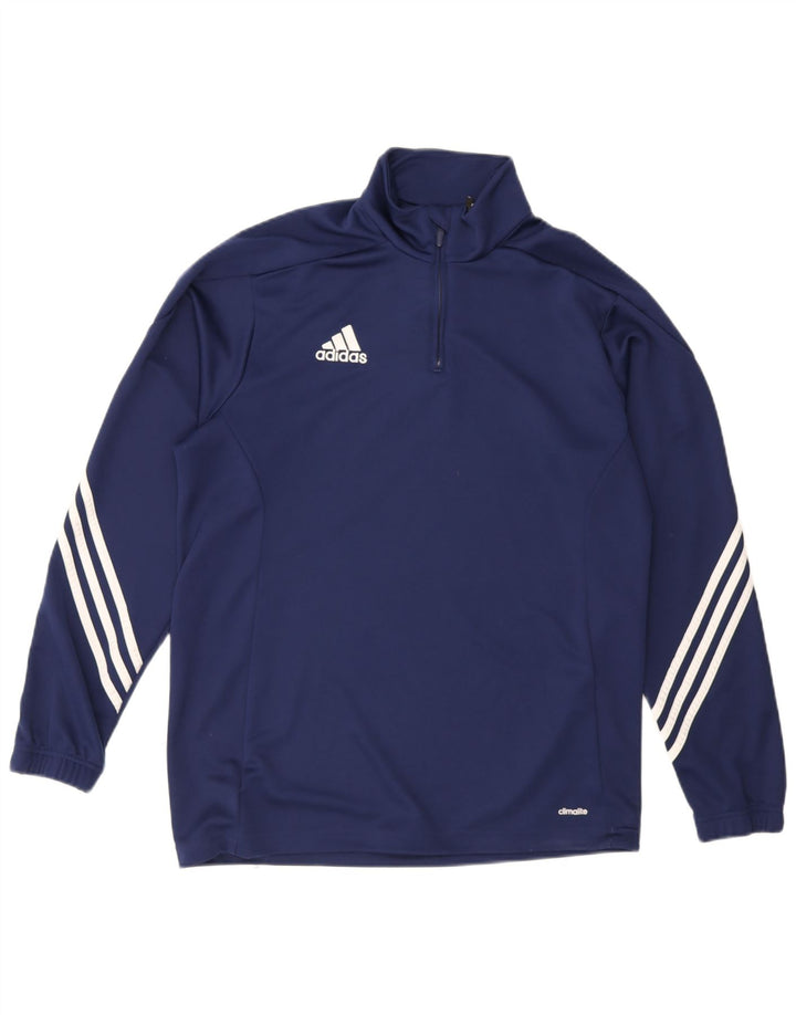 Adidas Mens Climalite Zip Neck Pullover Treino Top Grande Azul Marinho