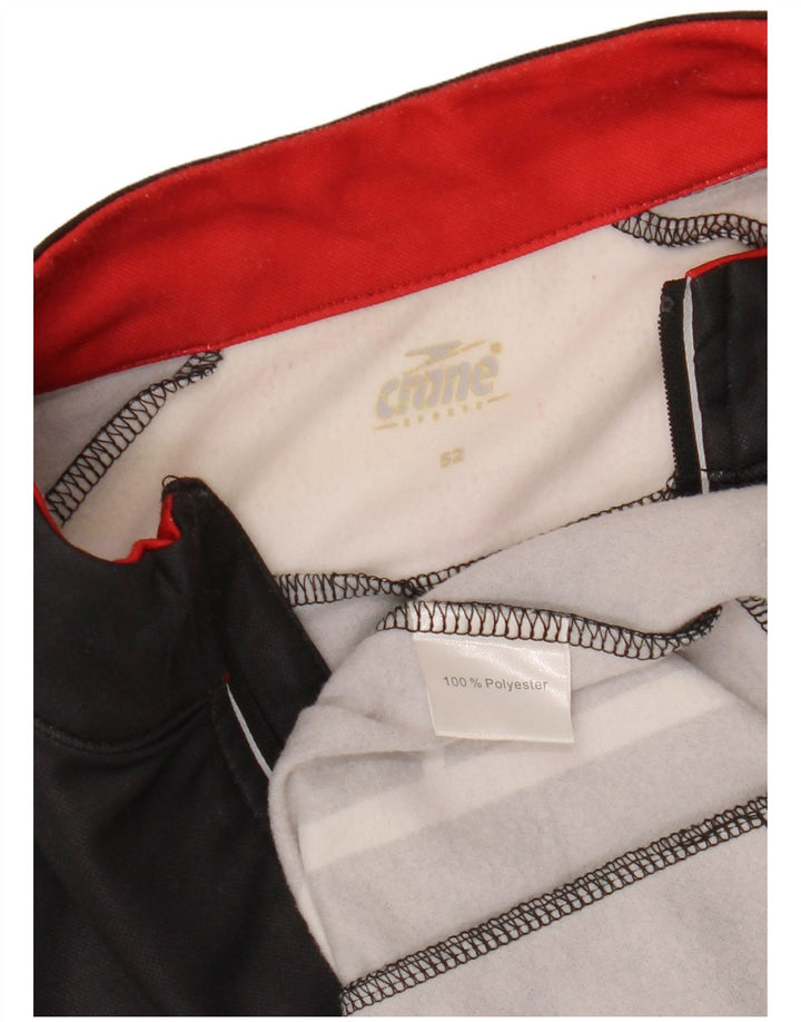 CRANE Mens Zip Neck Pulôver Treino Top IT 52 Grande Preto Geométrico