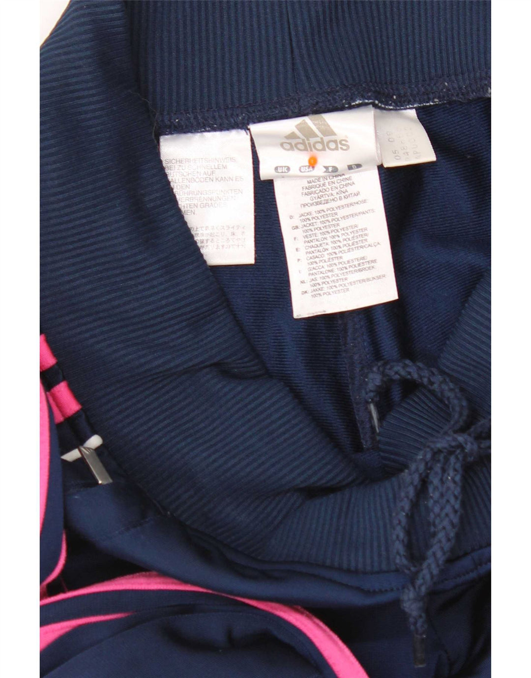 Calça de treino feminina Adidas UK 8 pequena azul marinho poliéster