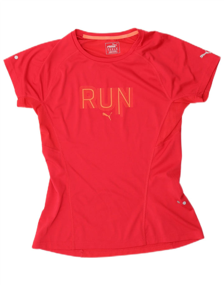 Puma Camiseta Feminina Graphic Top UK 10 Pequena Poliéster Vermelho