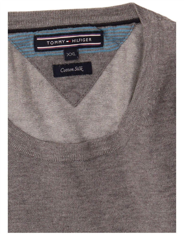 TOMMY HILFIGER Suéter masculino com gola redonda 2XL algodão cinza