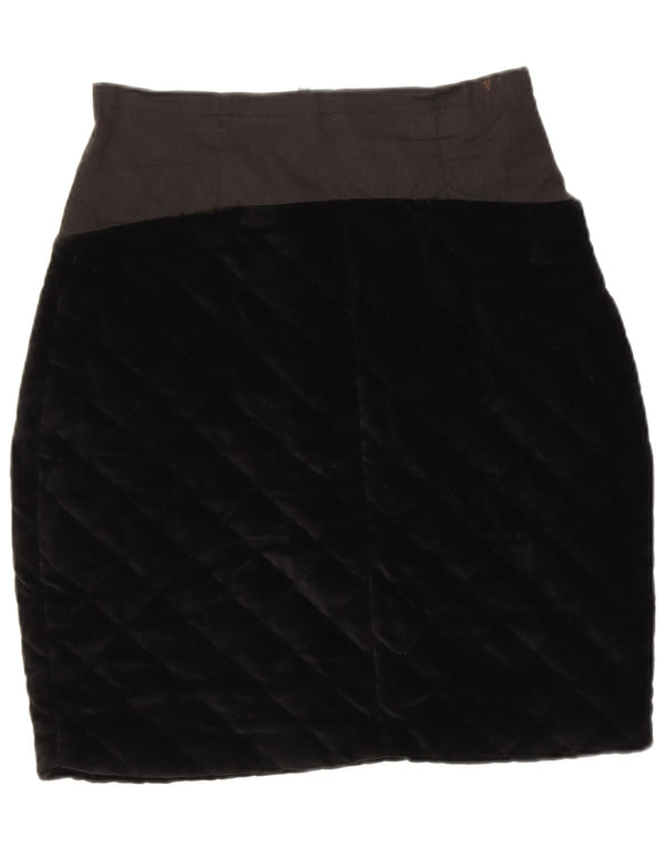 Saia lápis feminina vintage de cintura alta US 2 XS W24 algodão preto