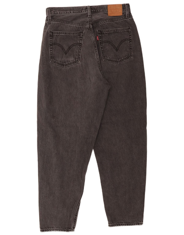 Calça jeans feminina Levi's cintura alta solta ajuste cônico W29 L29 algodão cinza