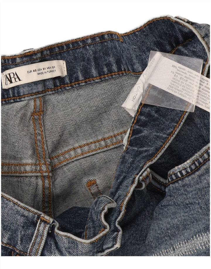 Zara Shorts jeans masculino desgastado UE 40 médio W31 algodão azul