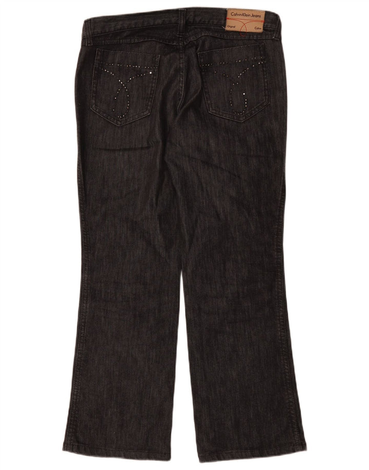 Calça jeans reta feminina Calvin Klein W30 L28 algodão preto