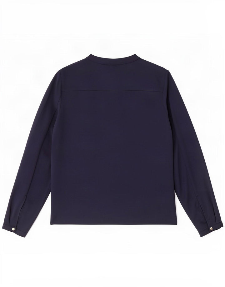 Blusa feminina de manga comprida Zara Top UK 12 Médio Azul Marinho