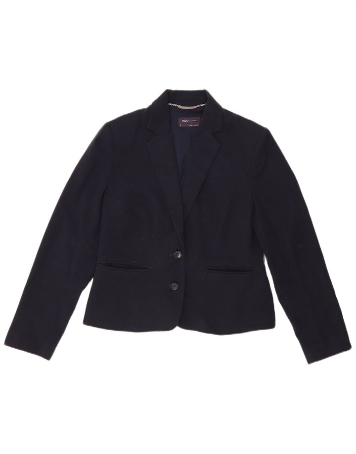 Jaqueta blazer feminina de 2 botões Marks & Spencer Reino Unido 12 médio azul marinho