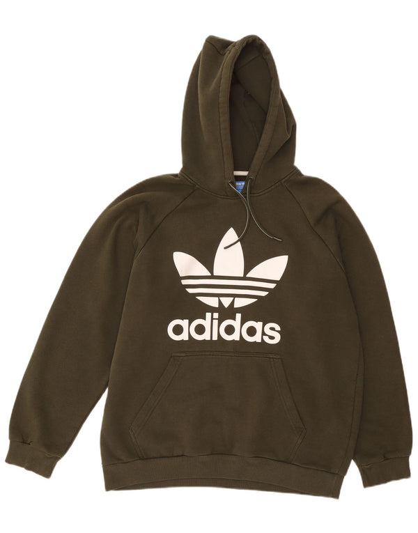 Adidas masculino gráfico moletom com capuz grande algodão cáqui