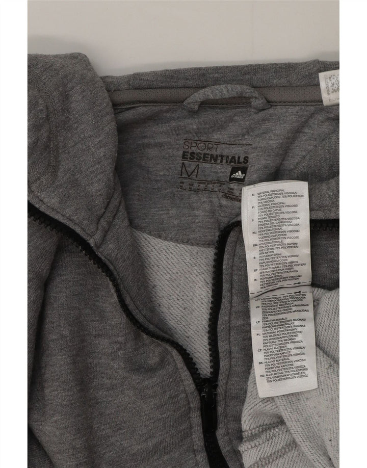 Adidas masculino zip moletom com capuz médio algodão cinza