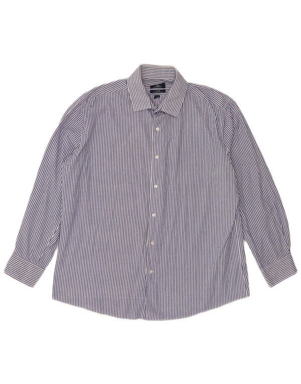 Camisa masculina Dockers tamanho 16 16 1/2 grande algodão listrado azul