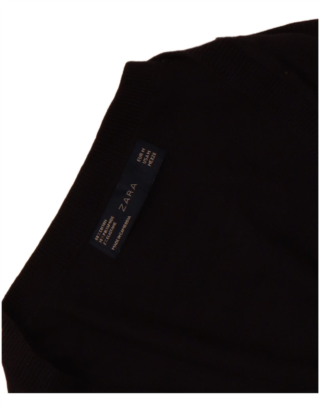 Zara Womens Vest Tank Top UK 12 Médio Algodão Azul Marinho