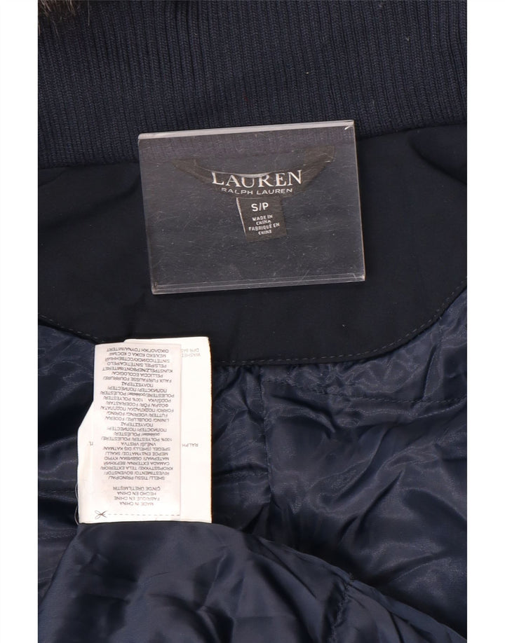 Jaqueta parka feminina Ralph Lauren com capuz Reino Unido 10 poliéster azul marinho pequeno