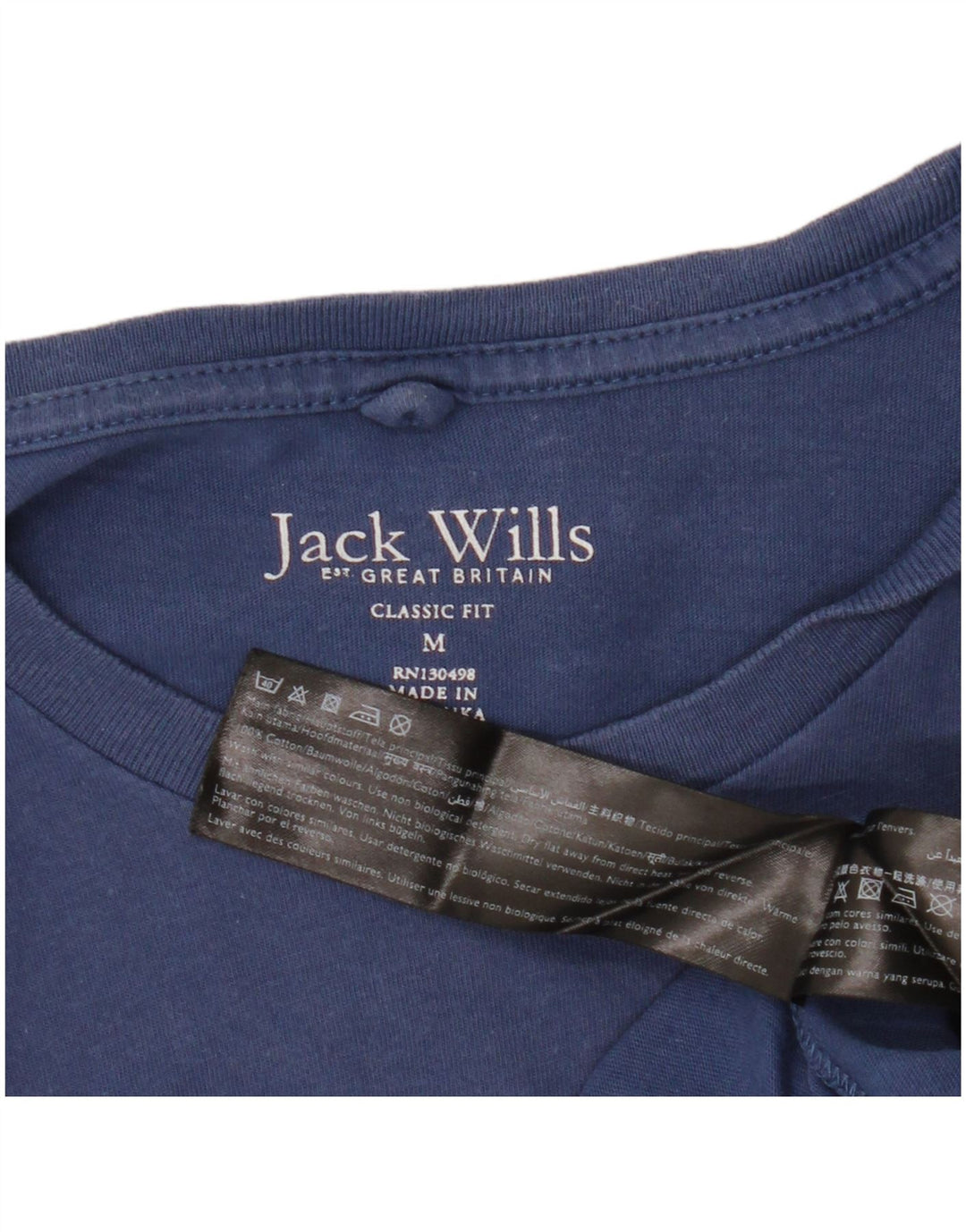 Jack Wills Mens Classic Fit Camiseta Top Médio Algodão Azul