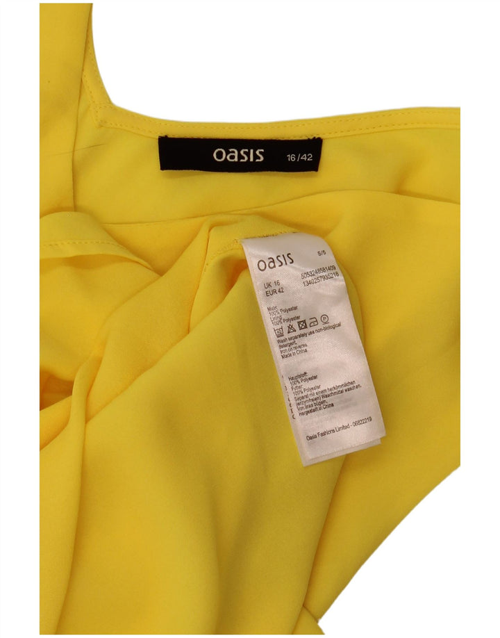 Blusa feminina sem mangas Oasis UK 16 grande poliéster amarelo