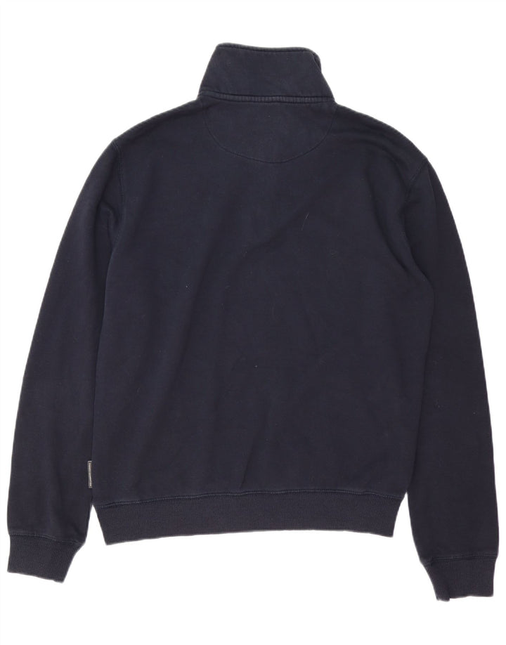 FRENCH CONNECTION Suéter masculino com zíper e gola em algodão azul marinho médio