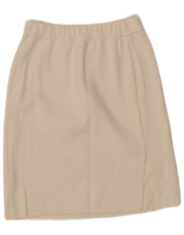 Saia reta feminina VINTAGE UK 6 XS W24 algodão branco