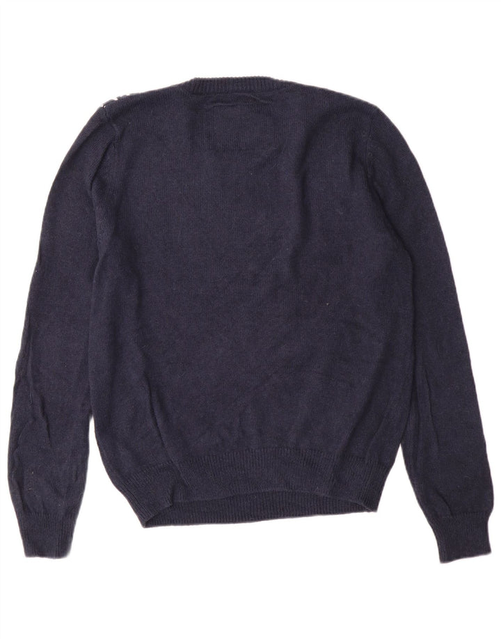 Suéter feminino JACK WILLS com gola redonda Reino Unido 12 médio azul marinho