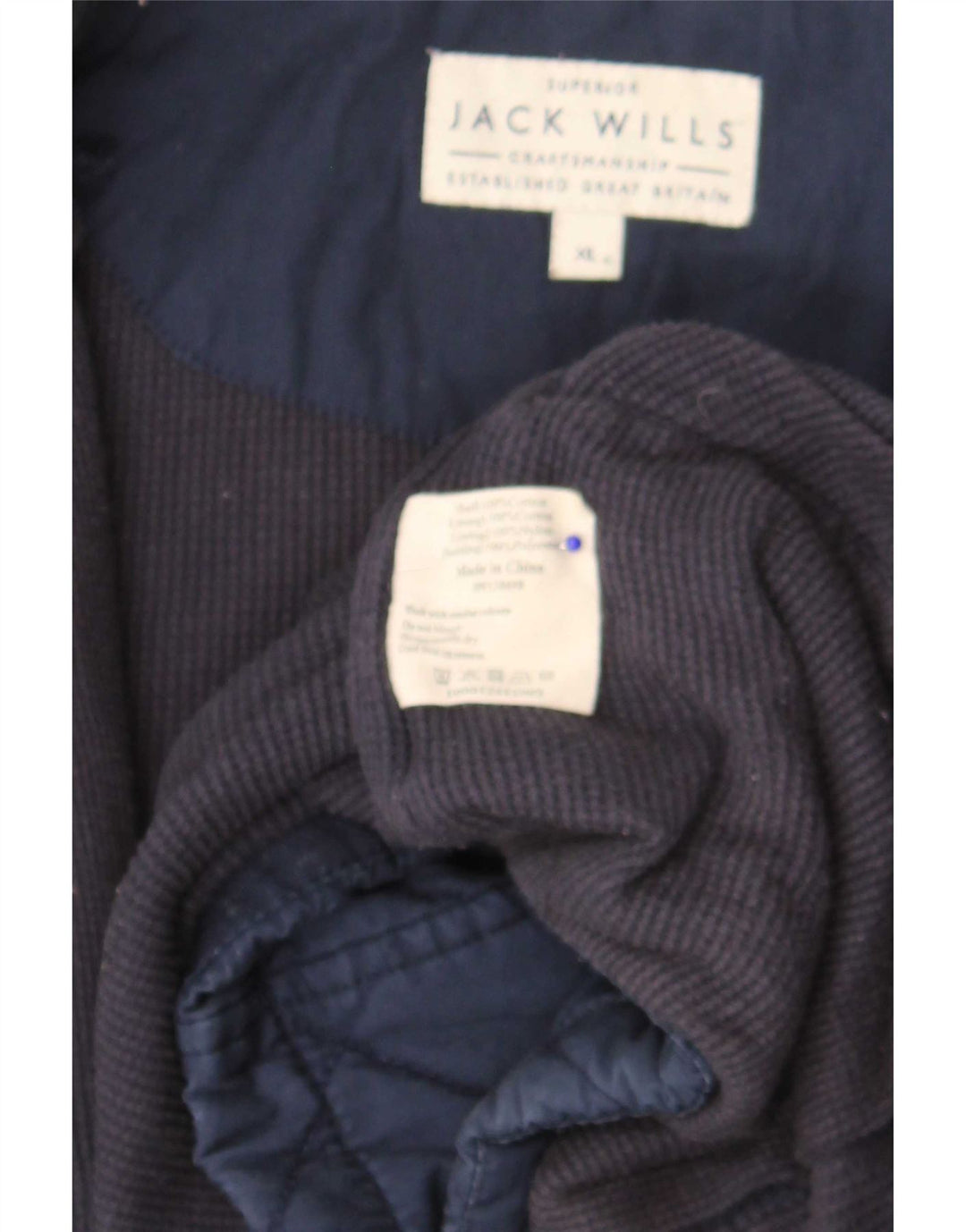 Jaqueta acolchoada masculina Jack Wills UK 42 XL algodão azul marinho