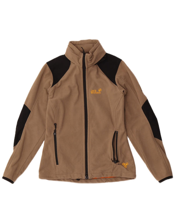 Jaqueta de lã feminina JACK WOLFSKIN UK 10 poliéster colorblock marrom pequeno