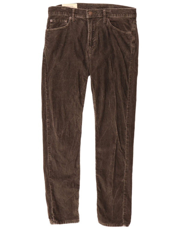 Calça masculina clássica de veludo cotelê Hollister W31 L32 algodão marrom