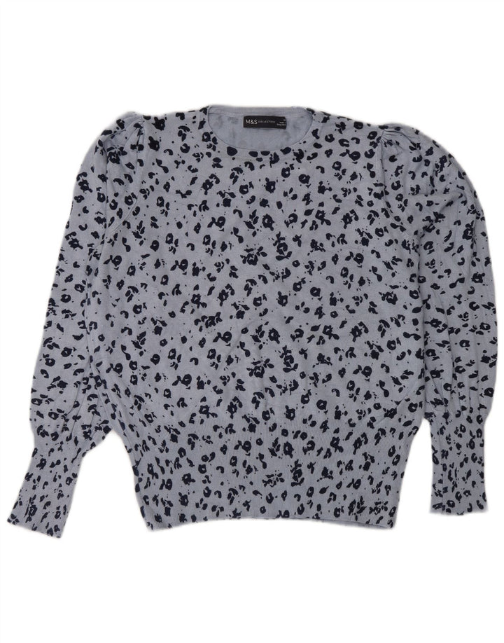 Suéter feminino MARKS & SPENCER com gola redonda Reino Unido 14 grande azul