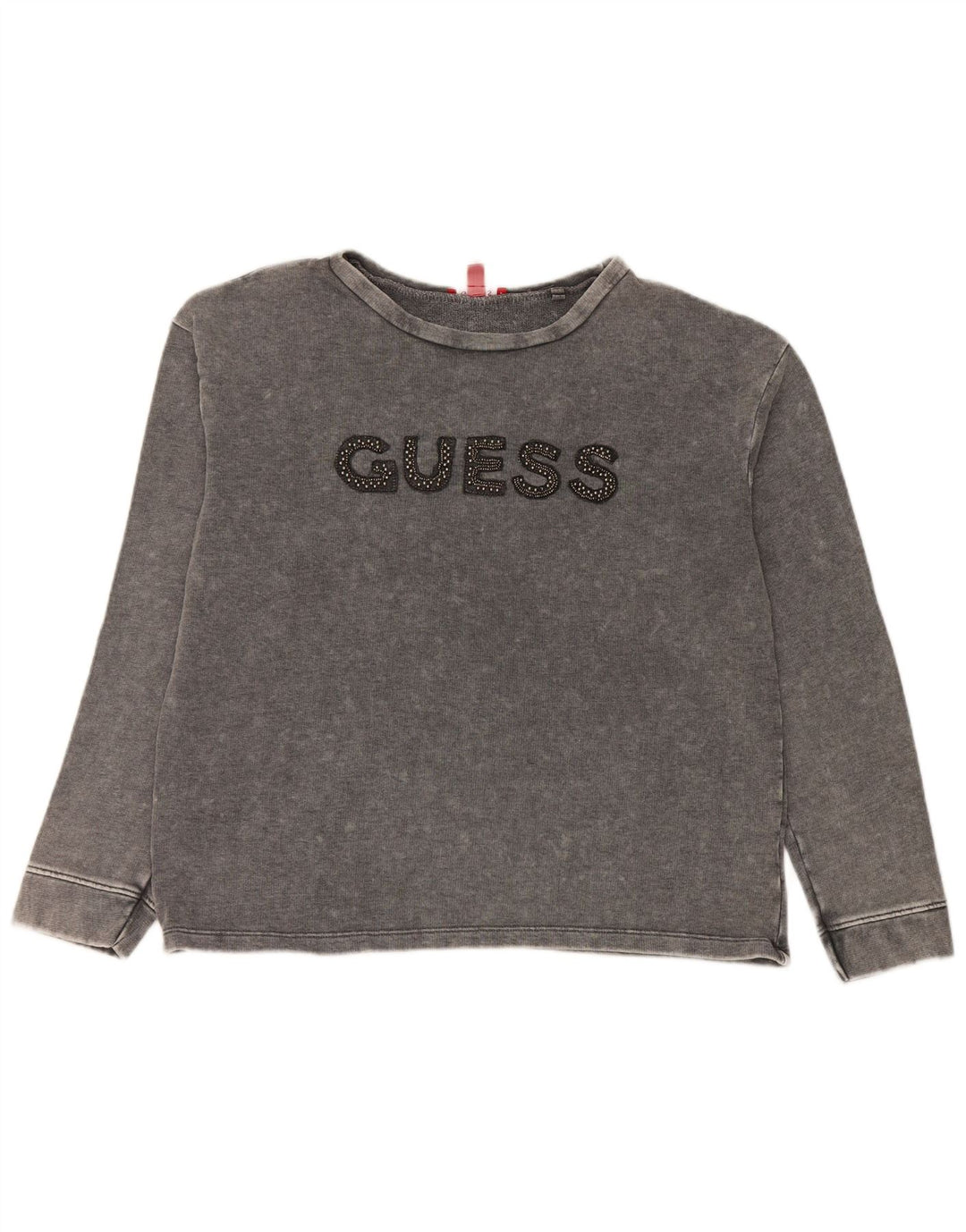 Suéter gráfico feminino Guess UK 16 grande algodão cinza