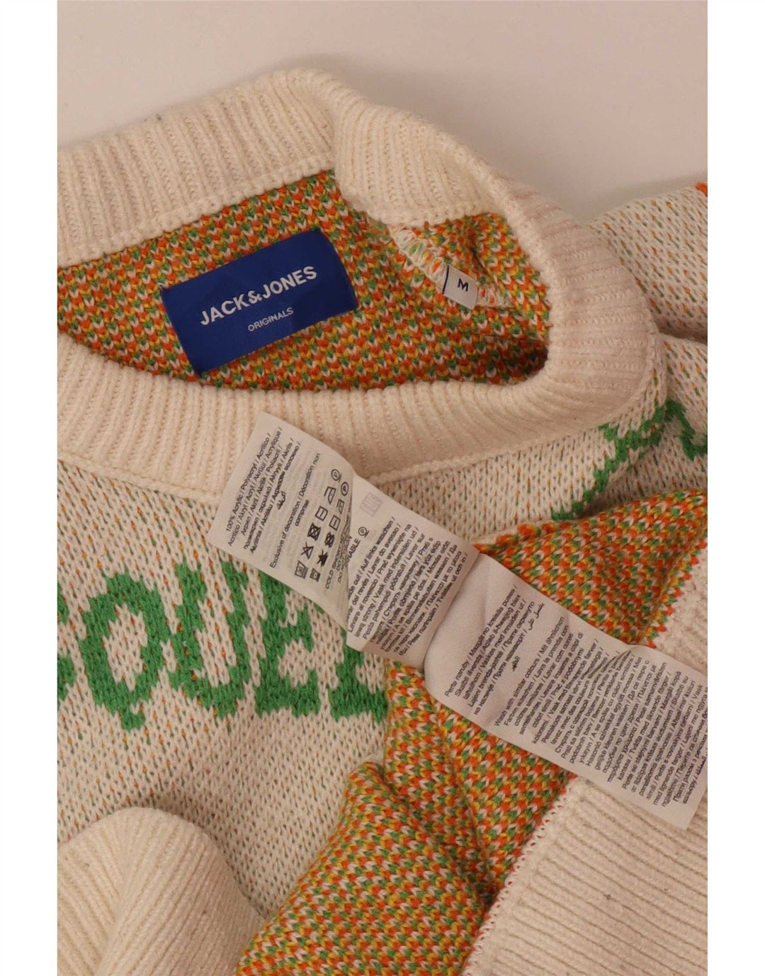Suéter masculino Jack & Jones com gola redonda e acrílico médio branco