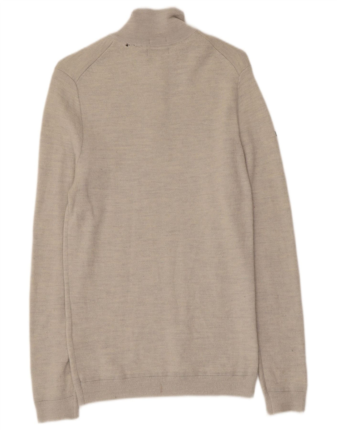 Suéter masculino SUPERDRY com zíper e gola XS de lã cinza