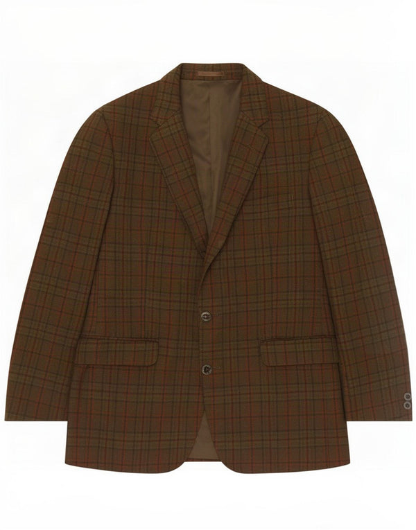 Centaur Mens 2 Button Blazer Jacket UK 38 Medium Khaki Check Wool