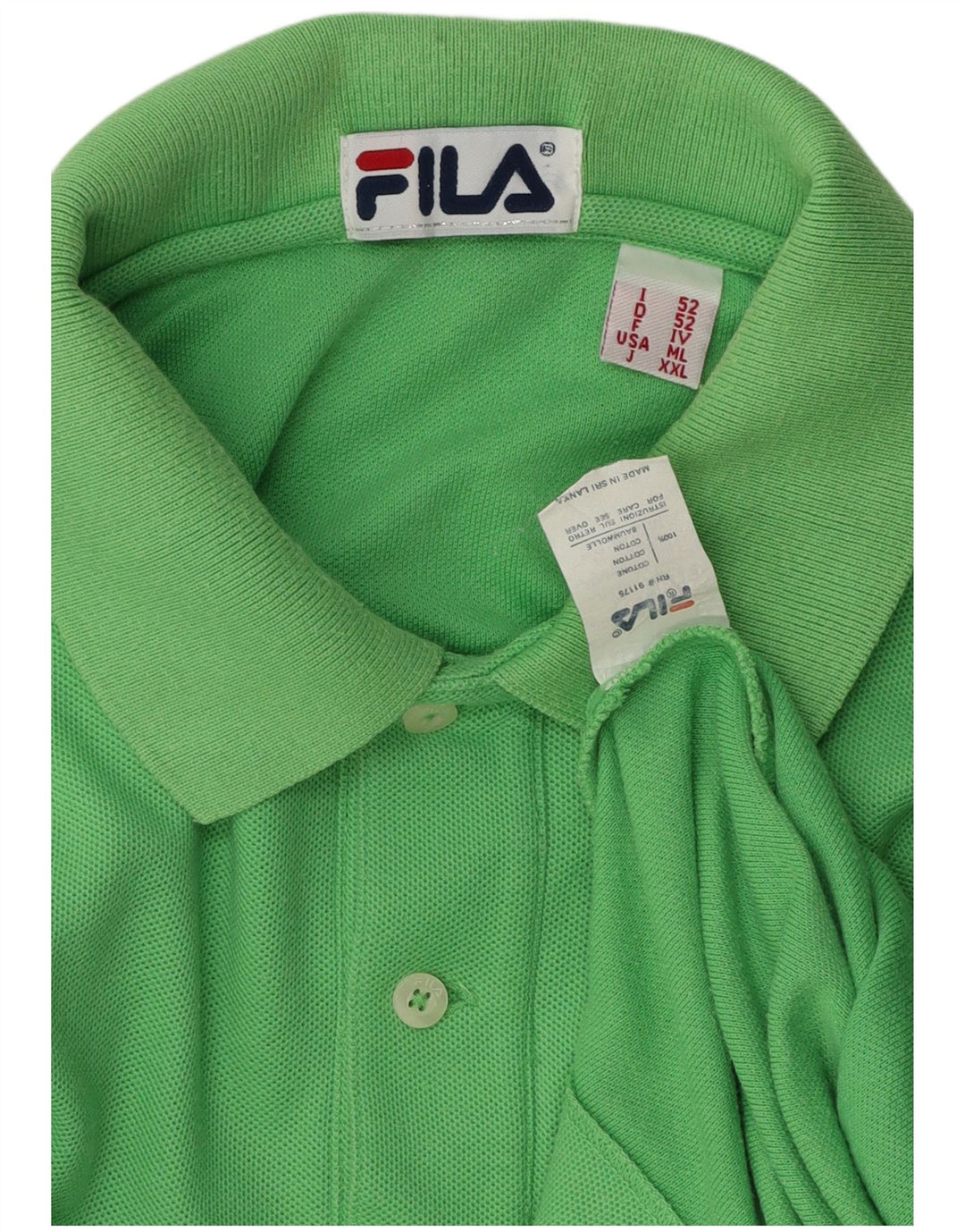 Camisa polo masculina Fila IT 52 grande algodão verde