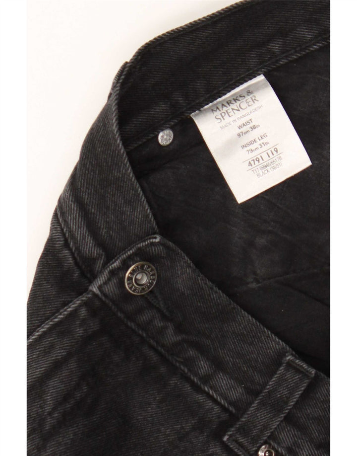 Calça jeans reta masculina Marks & Spencer Blue Harbor W38 L31 algodão preto