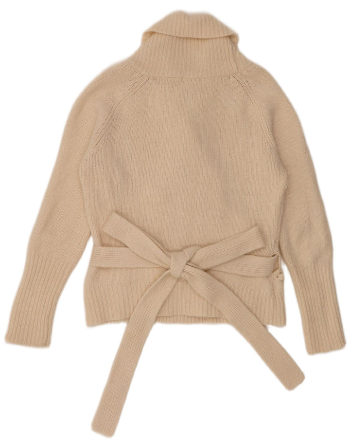 Suéter cardigã feminino Ted Baker tamanho 4 grande lã bege