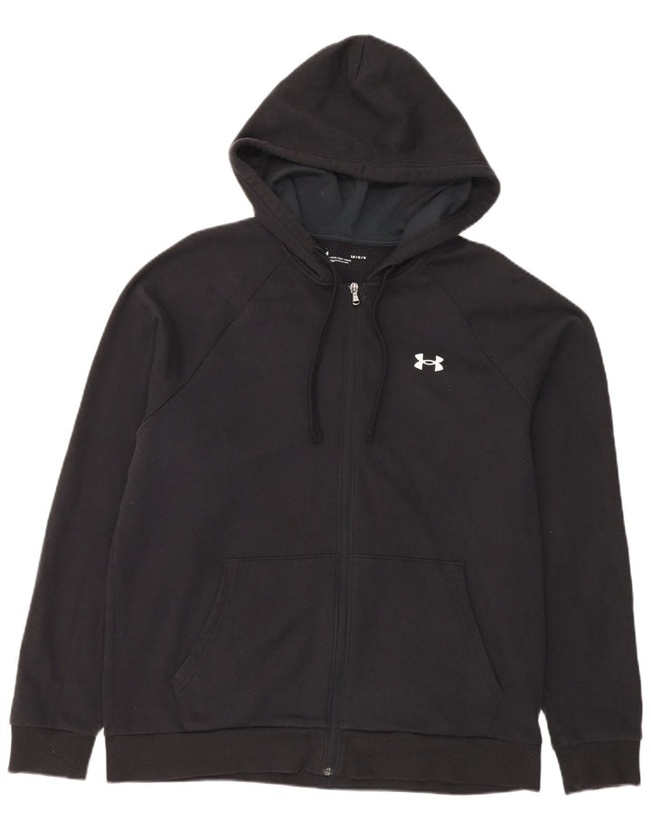Suéter masculino Under Armour com capuz e zíper grande algodão preto