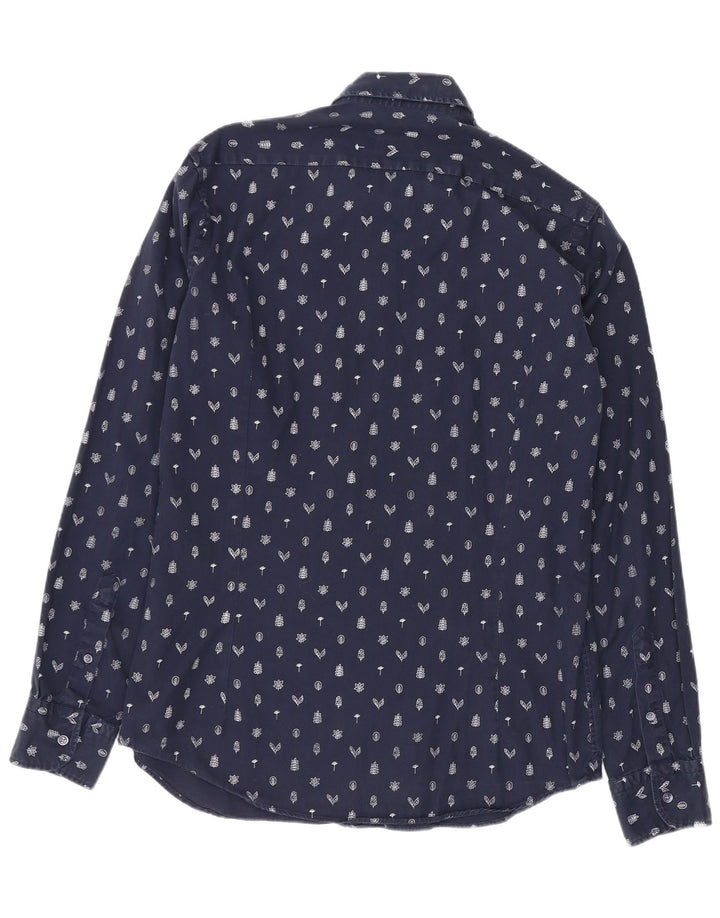 Camisa masculina Massimo Dutti média azul marinho floral