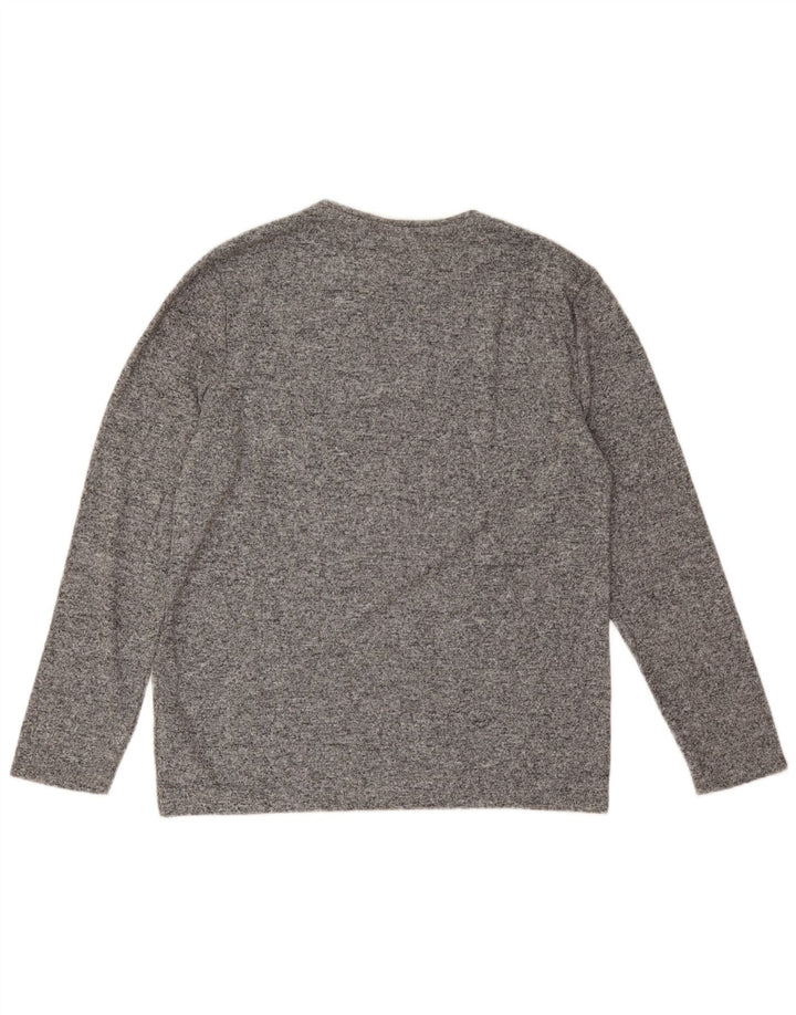 Zara Suéter feminino com gola redonda, Reino Unido 16, grande, cinza, poliéster
