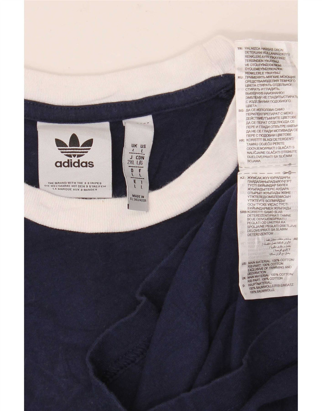 Camiseta masculina Adidas grande algodão azul marinho