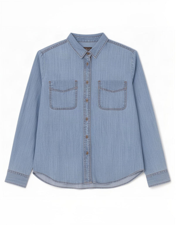 Camisa jeans oversized feminina Marks & Spencer Reino Unido 10 Lyocell azul pequeno