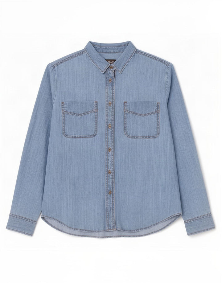 Camisa jeans oversized feminina Marks & Spencer Reino Unido 10 Lyocell azul pequeno