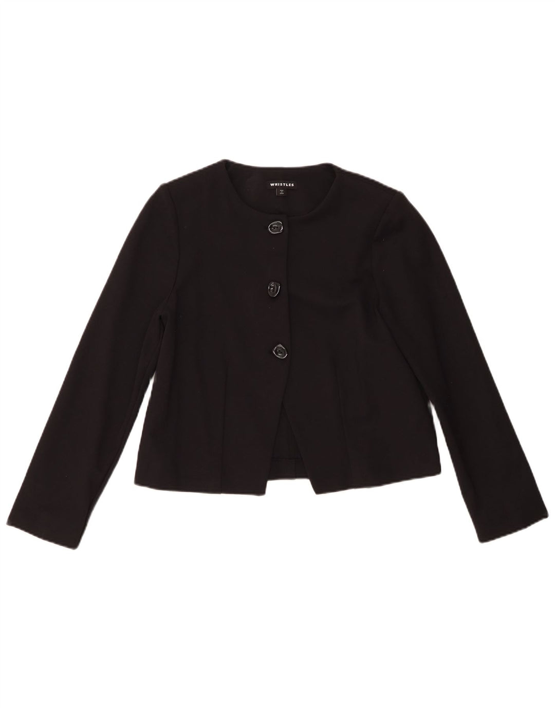 Jaqueta Blazer Feminina Whistles Crop 3 Botões Reino Unido 10 Pequena Viscose Preta