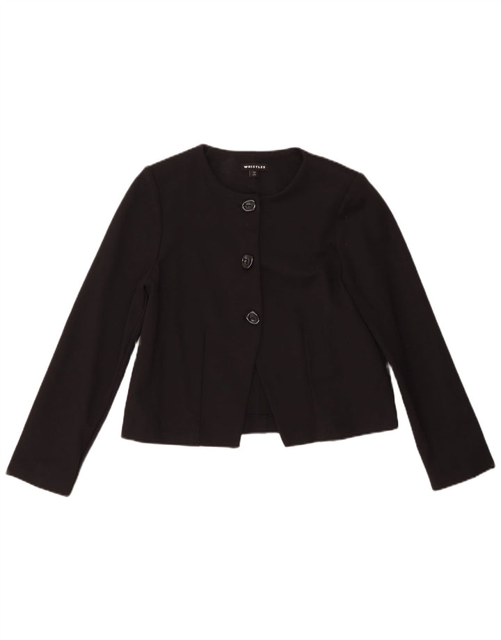 Jaqueta Blazer Feminina Whistles Crop 3 Botões Reino Unido 10 Pequena Viscose Preta