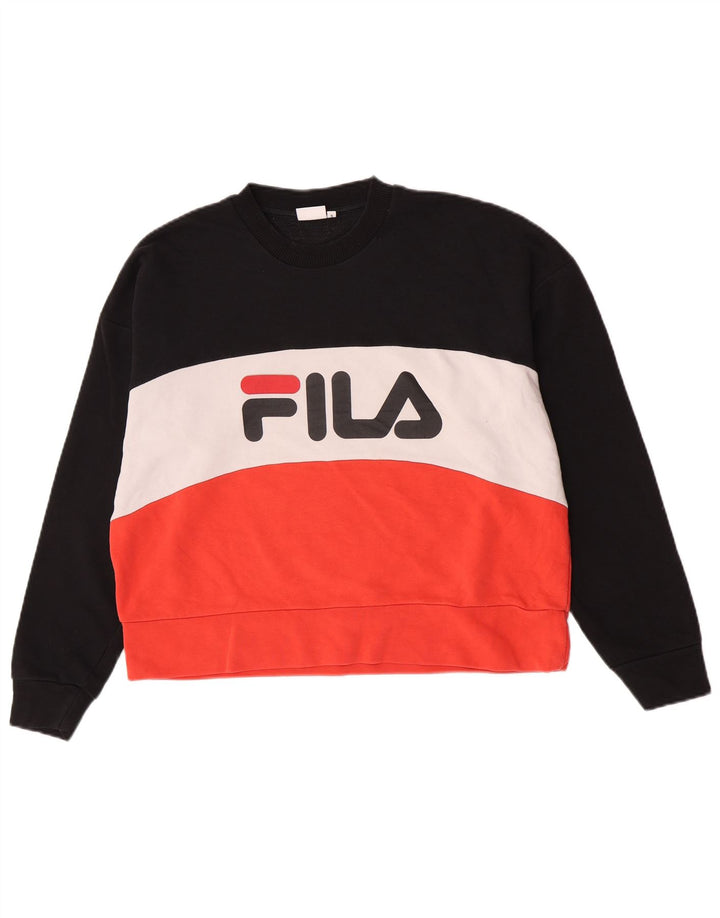 Fila Mens Graphic Moletom Jumper Pequeno Colorblock Multicolorido
