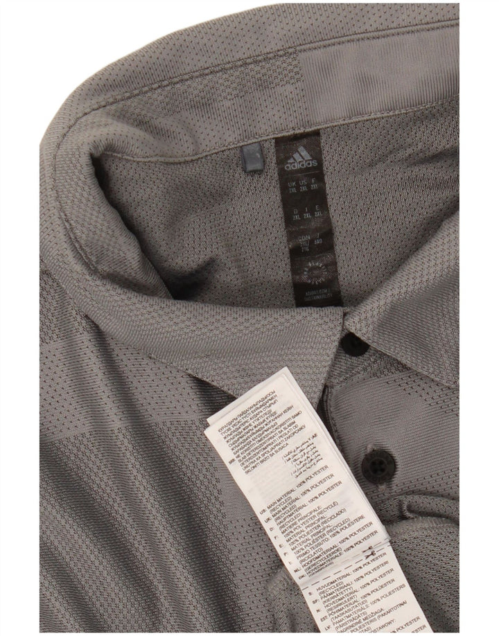 Camisa polo masculina Adidas Loose Fit 2XL poliéster geométrico cinza