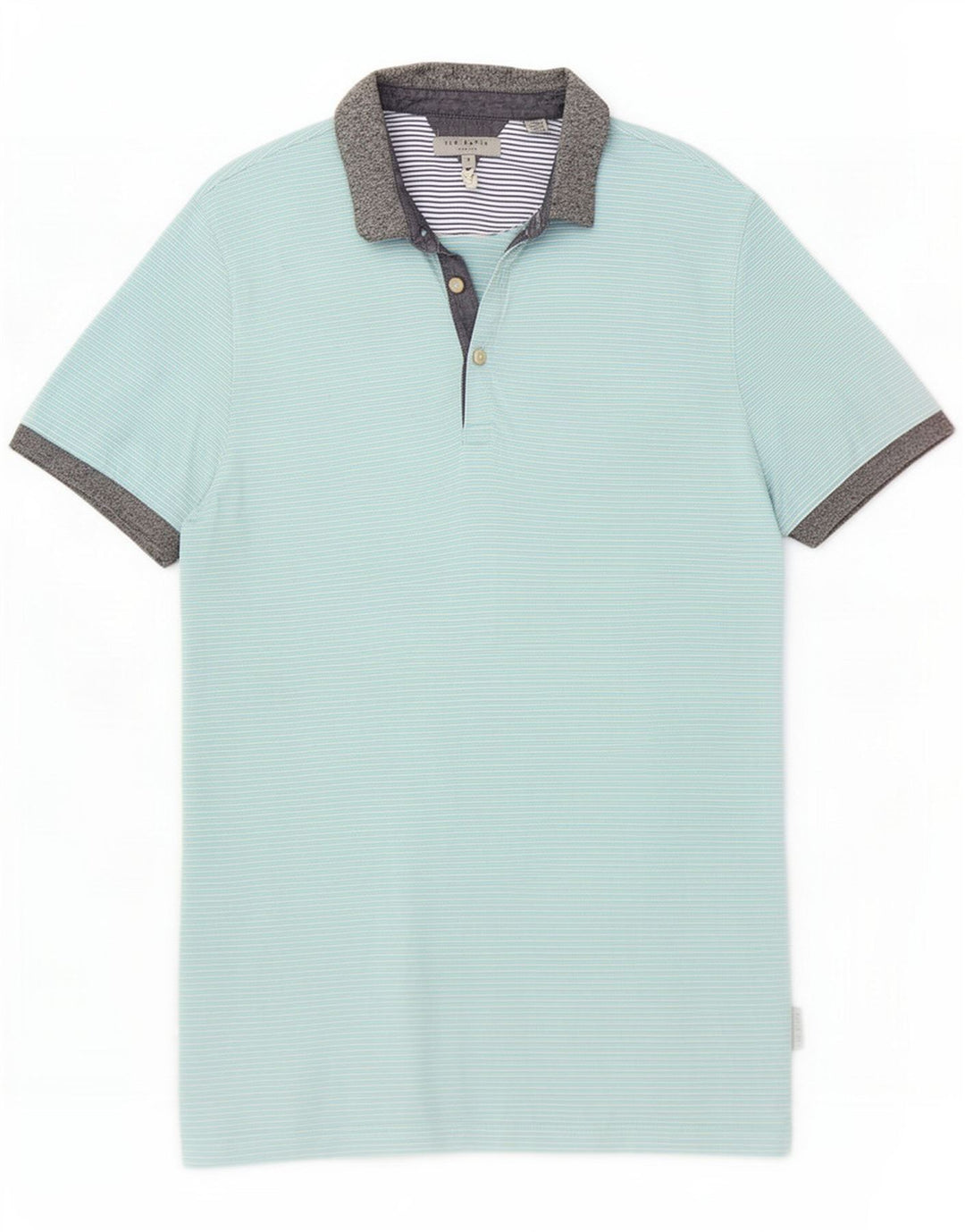 Camisa polo masculina Ted Baker tamanho 3 algodão listrado azul médio