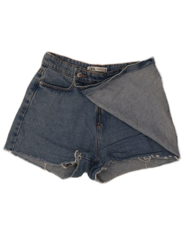Zara Shorts jeans feminino pequeno W26 algodão azul
