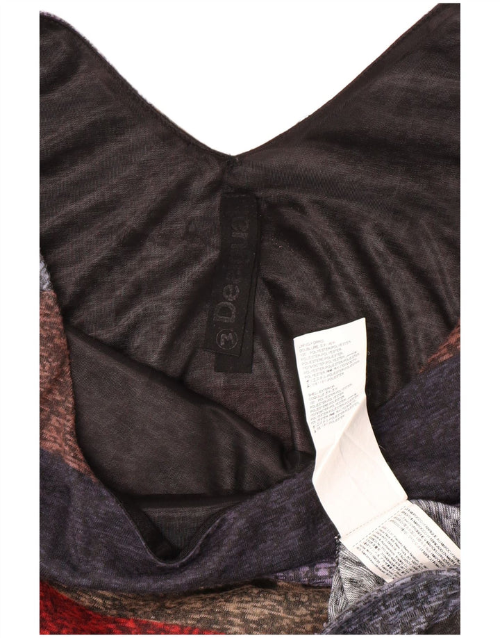 DESIGUAL Vestido feminino manga 3/4 com bainha UK 12 médio listrado multicolorido